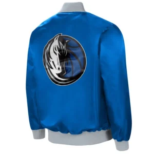 Dallas Mavericks The Ambassador Blue Satin Varsity Jacket 1
