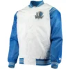 Dallas Mavericks The Enforcer Satin Blue and White Varsity Jacket
