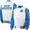 Dallas Mavericks The Enforcer Satin Blue and White Varsity Jacket 2