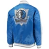 Dallas Mavericks The Offensive Satin Varsity Blue Jacket 1