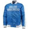 Dallas Mavericks The Offensive Satin Varsity Blue Jacket