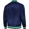 Dallas Mavericks Throwback Wordmark Satin Varsity Navy Blue Jacket 1
