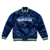 Dallas Mavericks Throwback Wordmark Varsity Navy Blue Jacket