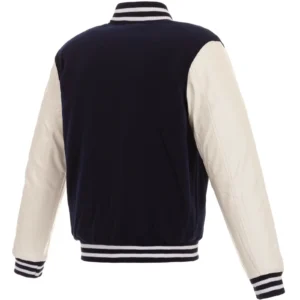 Dallas Mavericks Two Tone Wool and Leather Black and White Varsity Jacket 1