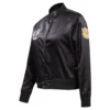Dallas Mavericks Women’s Black Glam Satin Varsity Jacket 1