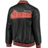 Denver Broncos Black Stiff Arm Pleather Varsity Jacket 1