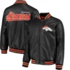 Denver Broncos Black Stiff Arm Pleather Varsity Jacket 2