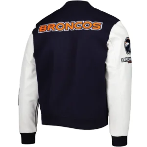 Denver Broncos Classic Navy Blue Wool Varsity Jacket 1