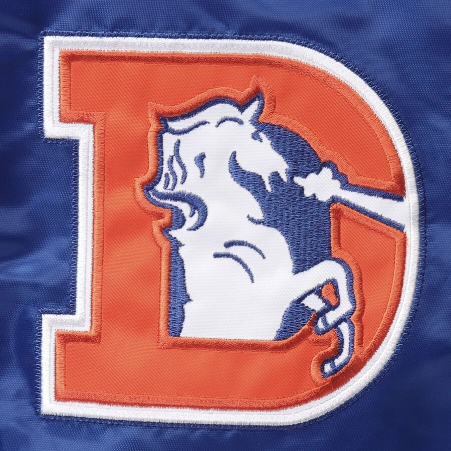 Denver Broncos Enforcer Satin Blue Varsity Jacket 2