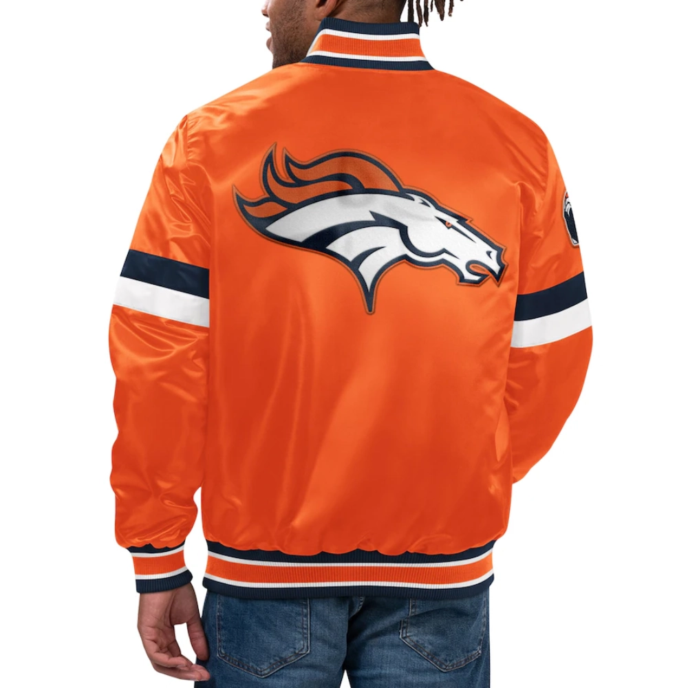 Denver Broncos Home Game Satin Varsity Jacket 1