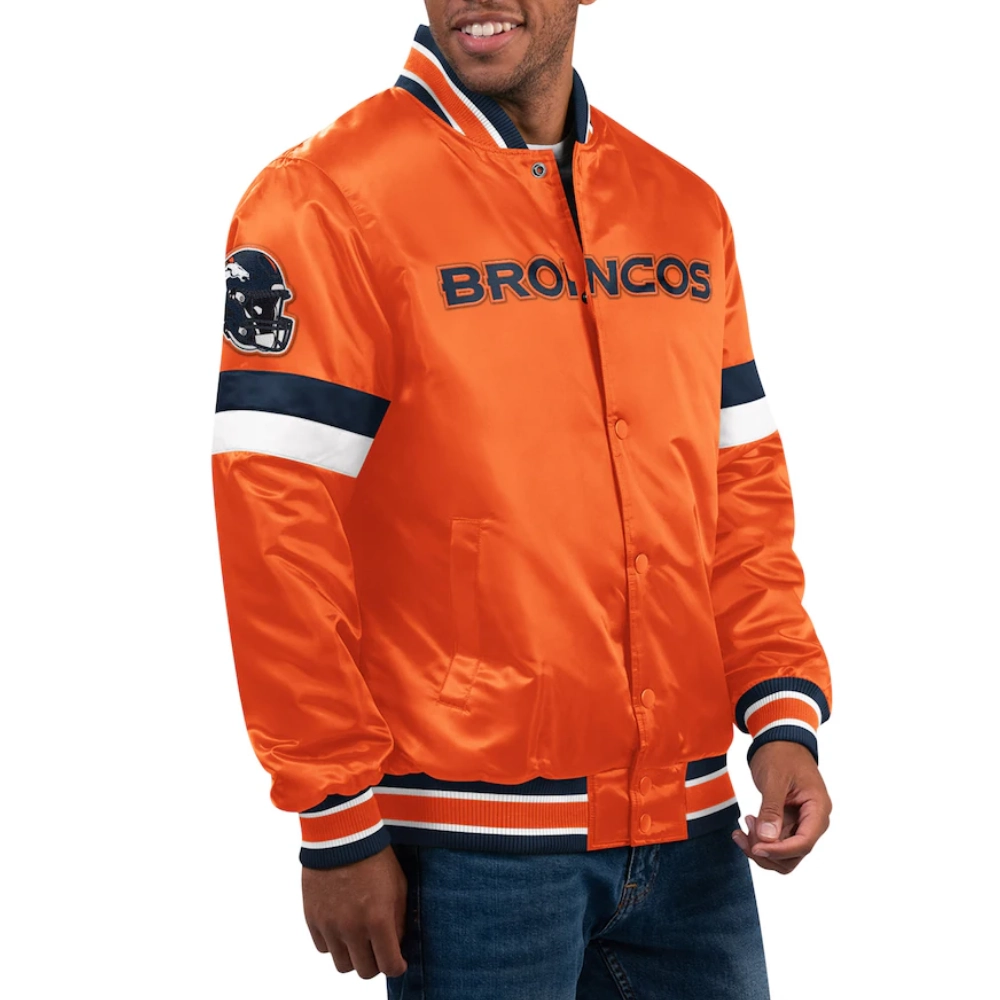 Denver Broncos Home Game Satin Varsity Jacket