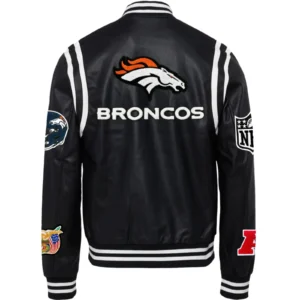 Denver Broncos Leather Black Varsity Jacket