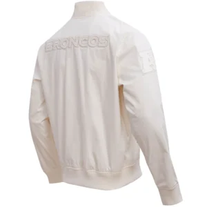 Denver Broncos Neutral Satin Varsity Jacket 1