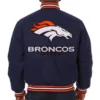 Denver Broncos One Color Navy Blue Varsity Jacket 1