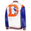 Denver Broncos Pitch Satin White Varsity Jacket 1