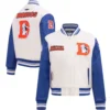 Denver Broncos Retro Classic Varsity White Jacket 3