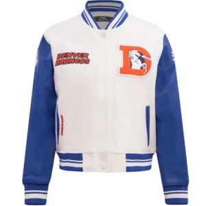 Denver Broncos Retro Classic Varsity White Jacket