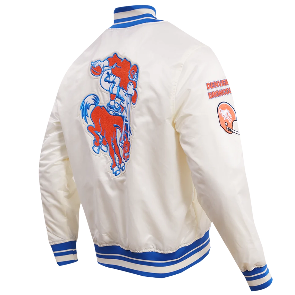 Denver Broncos Retro Classic White Varsity Jacket 3