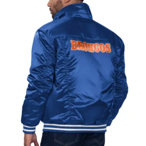 Denver Broncos Satin Varsity Blue Jacket 1