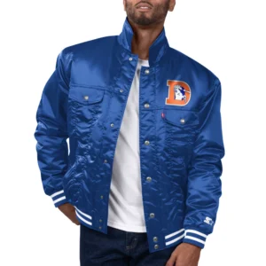Denver Broncos Satin Varsity Blue Jacket