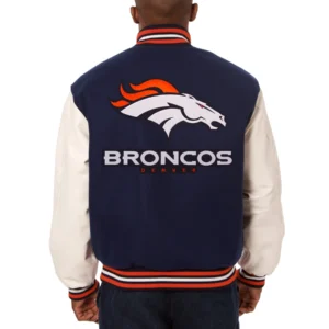 Denver Broncos Two Tone Varsity Navy Blue Jacket 1