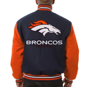 Denver Broncos Two Tone Wool Varsity Jacket 1