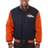 Denver Broncos Two Tone Wool Varsity Jacket