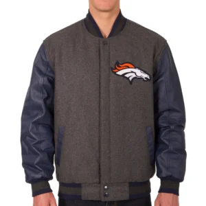 Denver Broncos Two Tone Wool Varsity Jacket