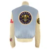 Denver Nuggets Baby Blue and Cream Old English Jacket 1