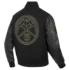 Denver Nuggets Black and Gold Wool and Leather Varsity Black Jacket 2