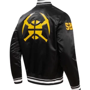 Denver Nuggets City Edition Satin Black Varsity Jacket 1