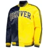 Denver Nuggets Fast Break Navy Blue Varsity Jacket