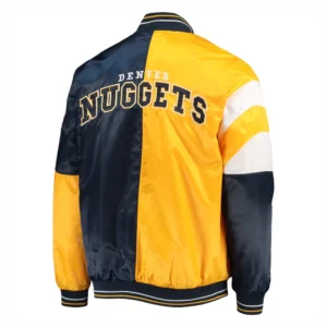 Denver Nuggets Leader Yellow and Navy Blue Varsity Jacket 1
