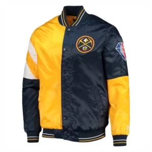 Denver Nuggets Leader Yellow and Navy Blue Varsity Jacket