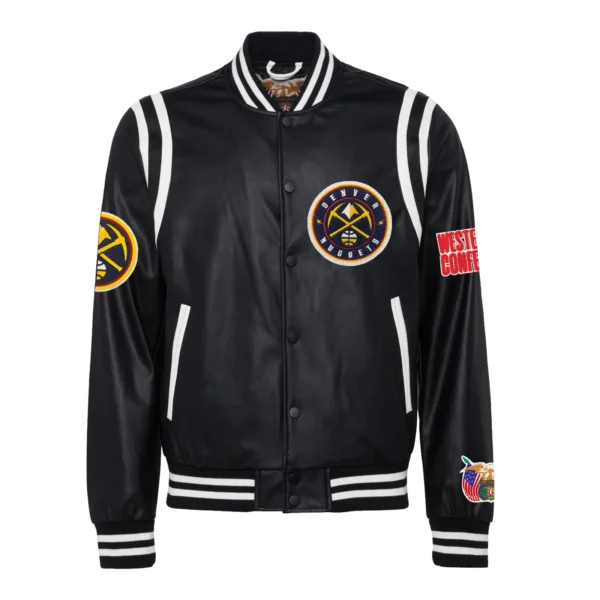 Denver Nuggets Leather Varsity Jacket