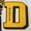 Denver Nuggets Mashup Navy Blue and White Wool and Leather Varsity Jacket 7