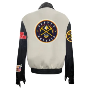 Denver Nuggets Off White Wool Varsity Jacket 1