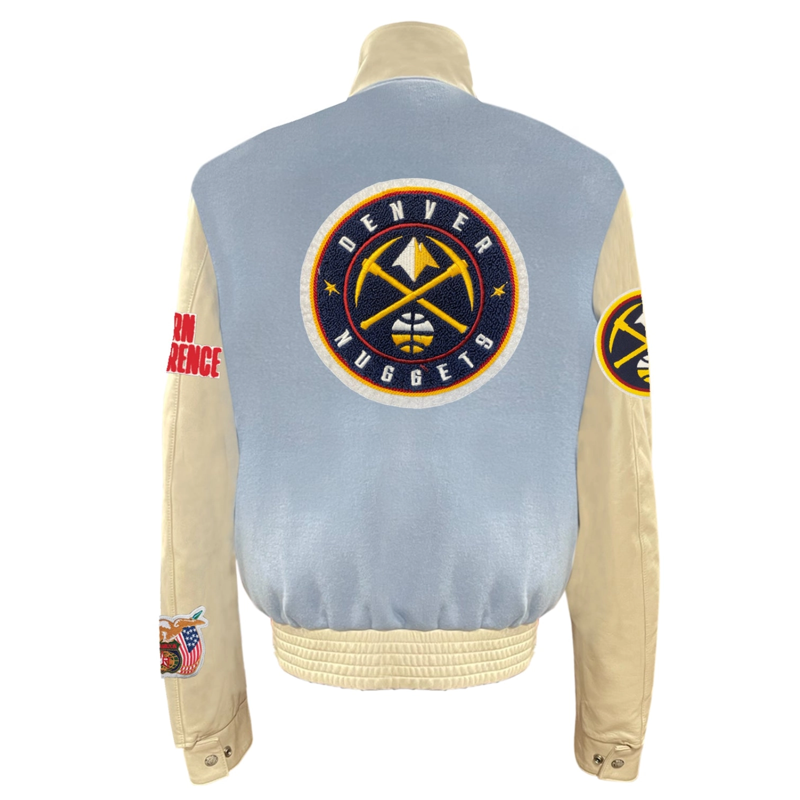 Denver Nuggets Old English Baby Blue Wool Varsity Jacket 1
