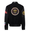 Denver Nuggets Real Black Wool and Leather Jacket 1