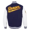 Denver Nuggets Script Tail Wool Navy Blue Varsity Jacket 1