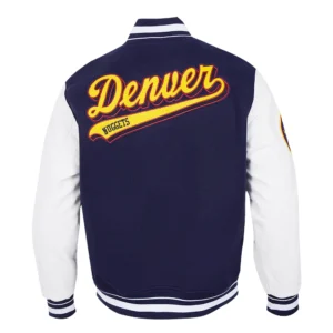 Denver Nuggets Script Tail Wool Navy Blue Varsity Jacket 1