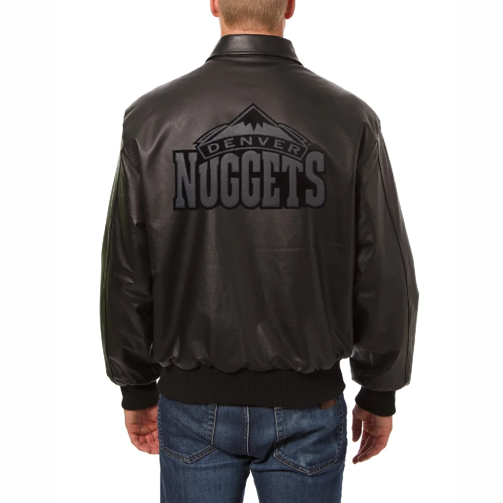 Denver Nuggets Shirt Collar Black Bomber Varsity Jacket 1