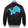 Detroit Lions Black Script Tail Varsity Jacket 1