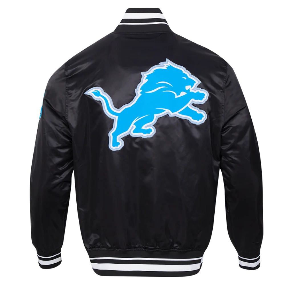Detroit Lions Black Script Tail Varsity Jacket 1