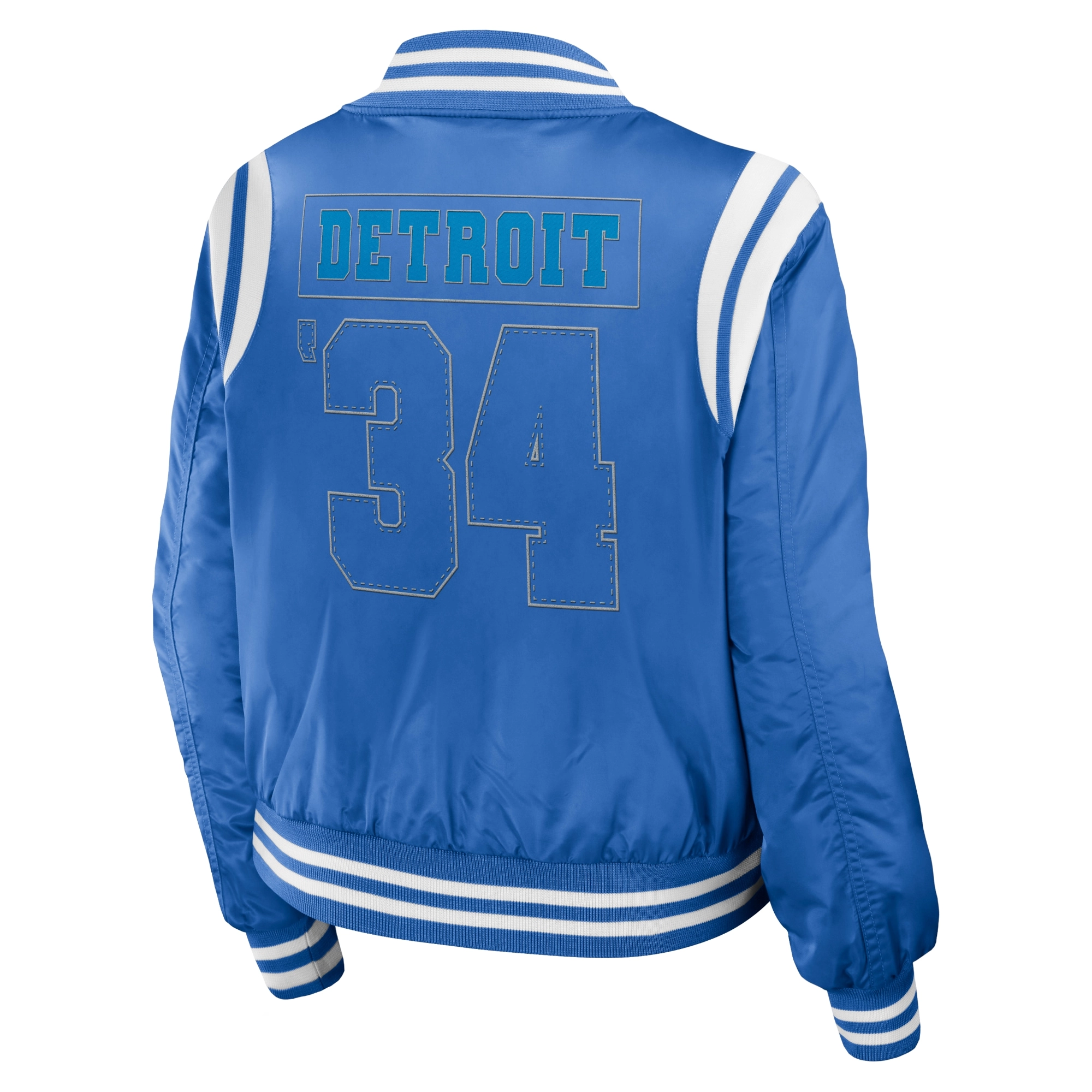 Detroit Lions Blue Bomber Varsity Jacket 1