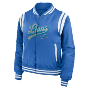 Detroit Lions Blue Bomber Varsity Jacket