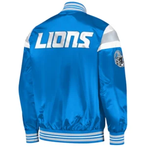 Detroit Lions Blue Satin Varsity Jacket 1