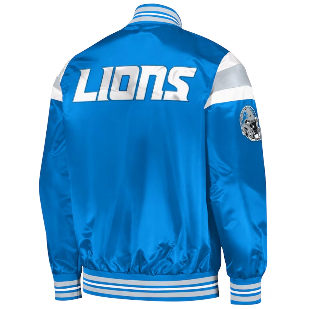 Detroit Lions Blue Satin Varsity Jacket 1
