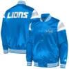 Detroit Lions Blue Satin Varsity Jacket 2