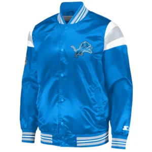Detroit Lions Blue Satin Varsity Jacket